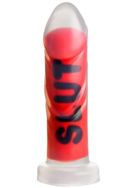 Master Series SLUT Silicone Dildo - Red/Black/Clear