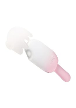 Bite Me Sucking Tapping and Vibrating Silicone Rechargeable Cream Pop Stimulator - Pink/White