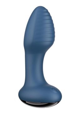 Frenzy Pressure Sensing App Control Rotating Rechargeable Silicone Butt Plug - Blue/Black