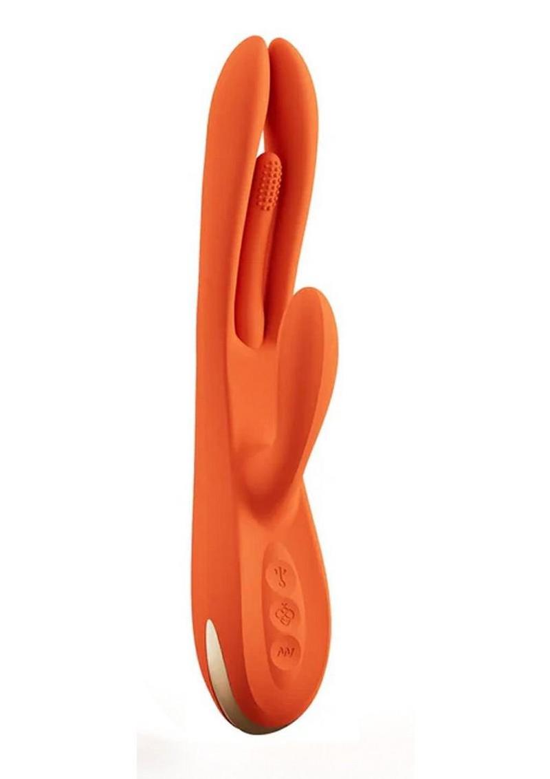 Terri App Controlled Kinky Finger Tapping Rabbit Vibrator - Orange/Gold