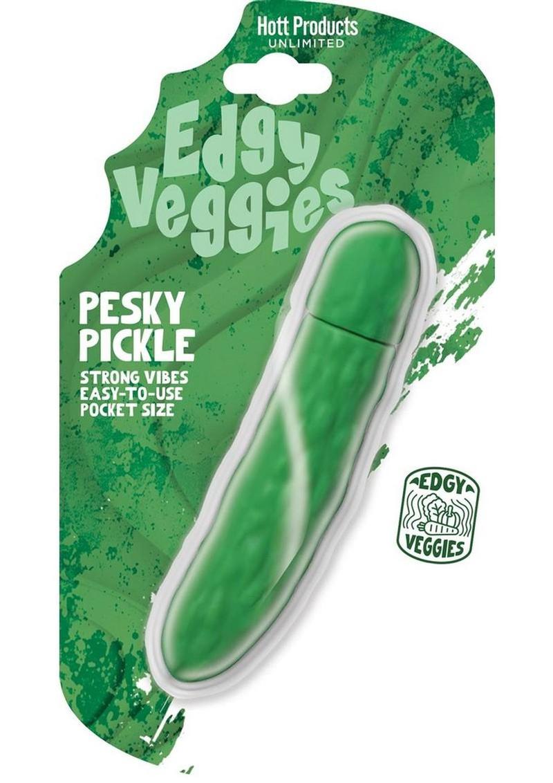 Edgy Veggies Pesky Pickle Rechargeable Silicone Vibrator - Green