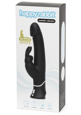 Happy Rabbit Realistic Silicone Rabbit Vibrator - Black