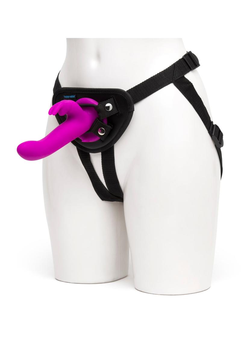 Happy Rabbit Vibrating Strap-On Silicone Vibrating Harness Set - Purple