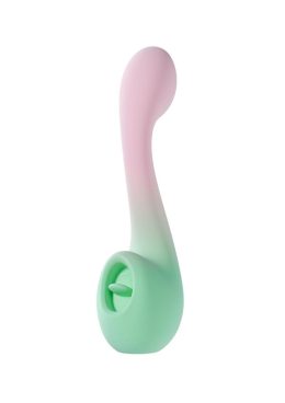 Play With Me Melody Rechargeable Silicone Dual-End Vibrator - Pink/Green