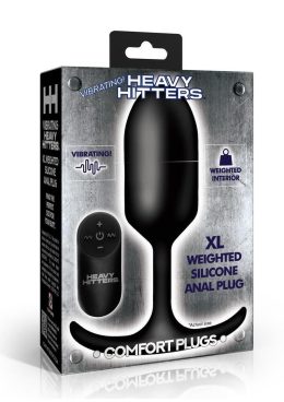 Heavy Hitters Vibrating Weighted Silicone Anal Plug - XLarge - Black