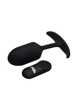 Heavy Hitters Vibrating Weighted Rechargeable Silicone Anal Plug - Large - Black