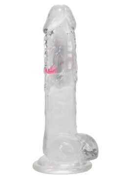 RealRock Vibrating LED Wireless Rechargeable Remote Control Cock with Balls 8in - Clear