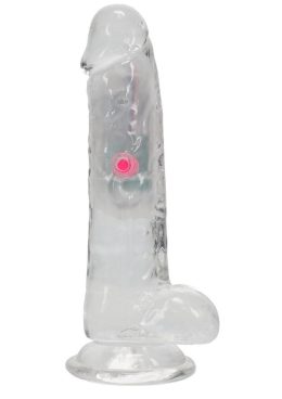 RealRock Vibrating LED Wireless Rechargeable Remote Control Cock with Balls 6in - Clear
