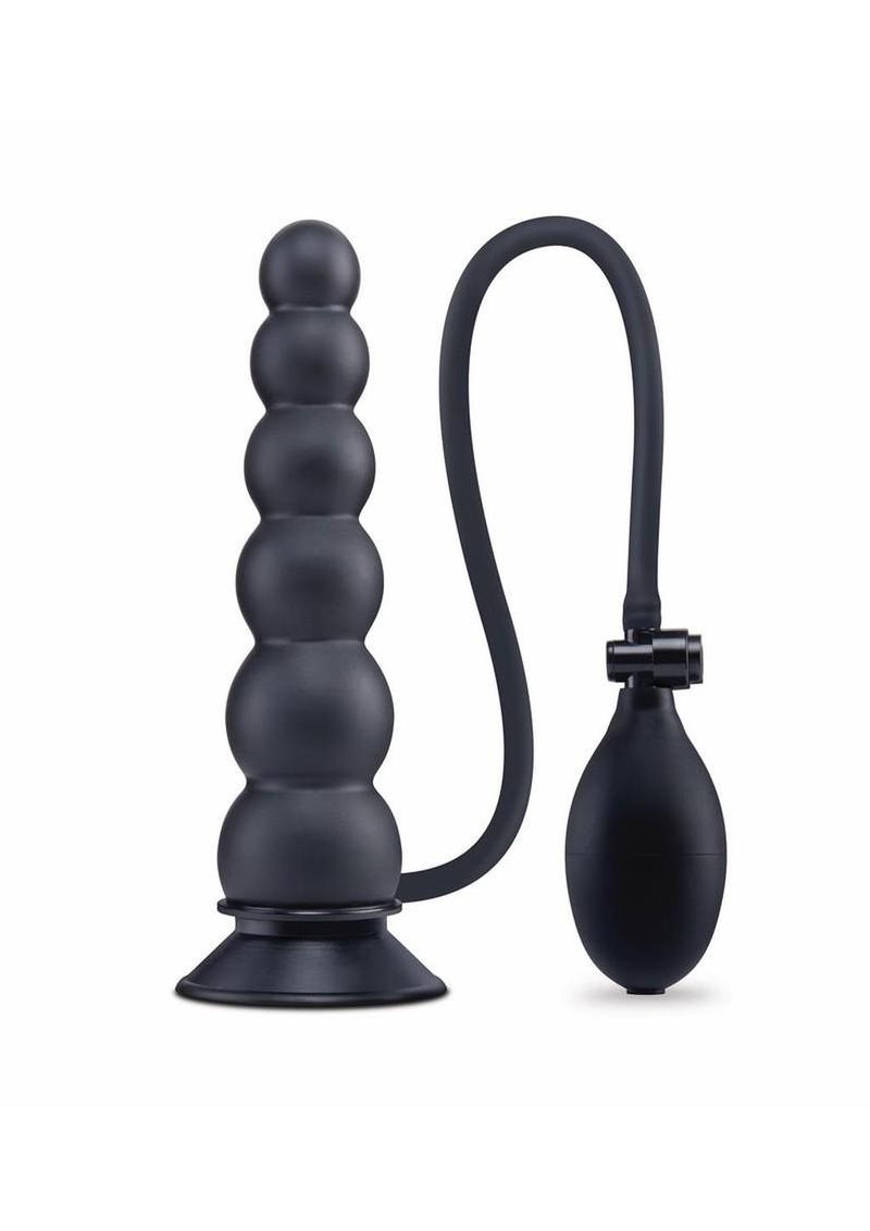 Size Up Ripple Inflatable Silicone Butt Plug 7in - Black