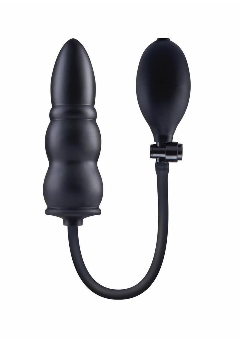 Size Up Ripple Inflatable Silicone Butt Plug 5.5in - Black